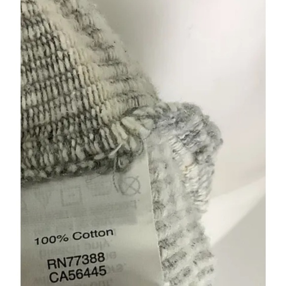 Madewell Sz XXS Note Funnelneck Knit Pullover Top Gray White 100% Cotton - Picture 6 of 6